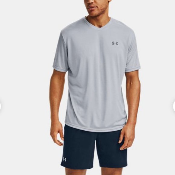 🌿Sale🌿 Under Armour Men Size S L V-Neck Tech 2.0 Short Sleeve Grey 1327969 011 - Picture 1 of 5
